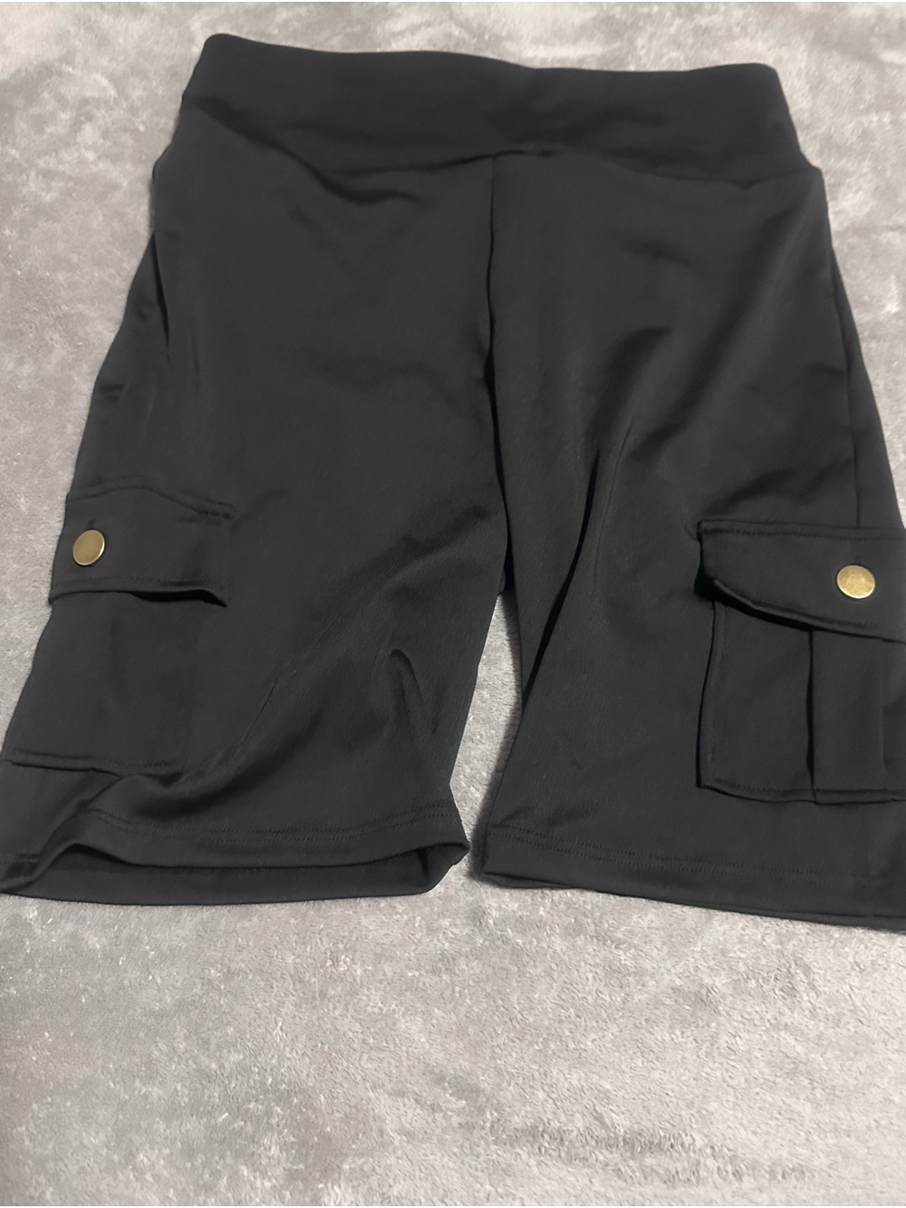 Black Women's Bike Shorts with Side Utility Pocket